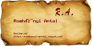 Romhányi Antal névjegykártya